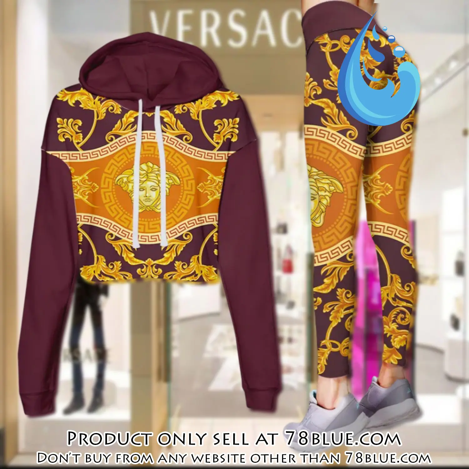 Versace golden medusa luxury brand clothes leggings and crop top set for women 78b0519644